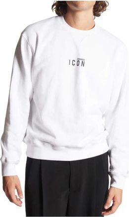 Dsquared2 Mini Icon Logo Sweatshirt - Heren - Sweatshirts - Wit - L - Katoen - Hoodies & sweatvesten