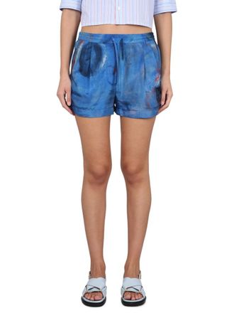 Marni Relaxed-Fit Silk Shorts With Artistic Print