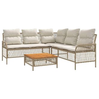 vidaXL Set De Sof&aacute;s De Jard&iacute;n 2 Pzas Y Cojines Rat&aacute;n Sint&eacute;tico Marr&oacute;n Vidaxl