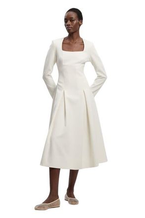 Karen Millen Stretch Sweetheart Neck Midi Dress in Ivory at Nordstrom, Size 12