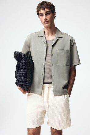 H&M Relaxed-fit textured shorts in White at Nordstrom, Size Xx-Large