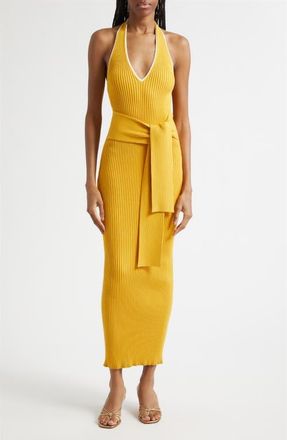 Toccin Allegra Halter Neck Maxi Sweater Dress in Tuscan Sun/optic at Nordstrom, Size Medium