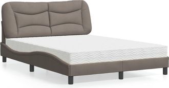 vidaXL Vidaxl - Cama Con Colch&oacute;n Tela Gris Taupe 140x200 Cm