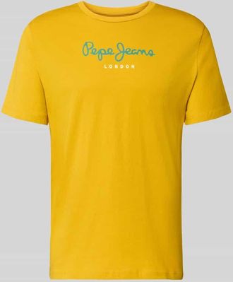 Pepe Jeans London Regular Fit T-Shirt aus reiner Baumwolle Modell EGGO in GELB, Gr&ouml;&szlig;e XXL