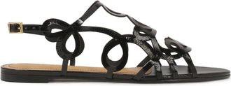 Kazar Zwarte sandalen Emily met platte zool - Dames - Sandalen - Zwart - 39 EU - Leer - Schoenen