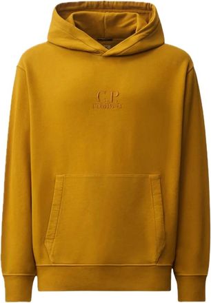 C.P. Company C.p. Company - Brushed and Emerized Diagonal Fleece Hooded Sweatshirt - Heren - Sweatshirts & Hoodies - Geel - Maat: L Fleece