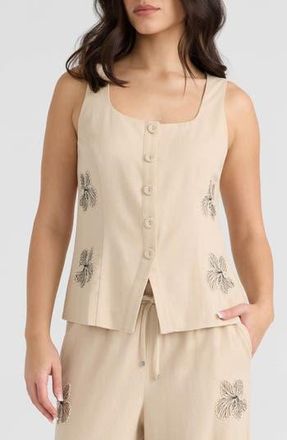 NVLT Embroidered Vest in Natural at Nordstrom Rack, Size X-Large