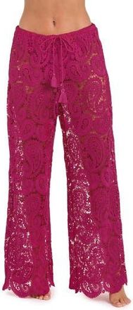 L'agence Geraldine Lace Wide Leg Cover-Up Pants in Fuchsia at Nordstrom Rack, Size X-Small