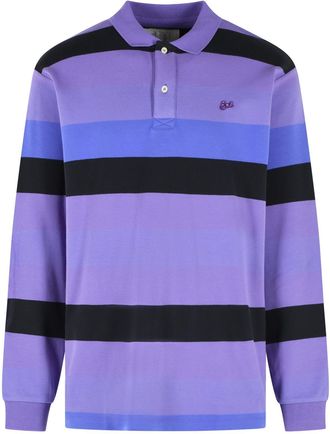 ERL Purple Rugby Striped Cotton Polo Shirt