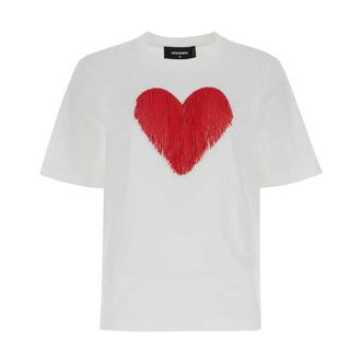 Dsquared2 Cotton T-Shirt - female - Dsquared2 - T-Shirts - White - XS - Tops