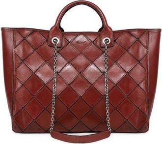 OLD TREND Mermaid Genuine Leather Oversized Carryall Tote in Brown at Nordstrom