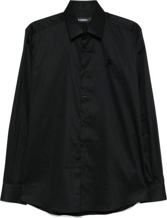 Karl Lagerfeld embroidered-logo shirt - men - Elastane/Cotton - 41 - Black