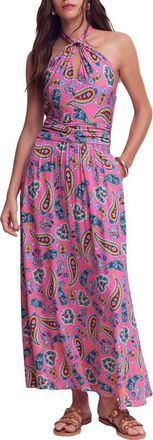 Boden Sydney Paisley Halter Maxi Dress in Pink Paisley at Nordstrom, Size 12