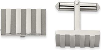 Diamond2Deal Titanium Brushed and Polished Stripes Cufflinks
