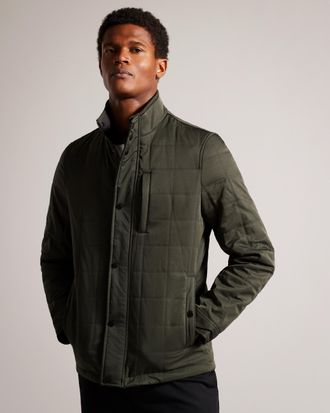 Ted Baker Mens Humber Quilted Jacket, Khaki - Size 44 (Chest)