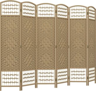 OEM Biombo Separador De Ambientes De 6 Paneles Plegable De Cuerda De Papel 160x170cm Decoraci&oacute;n Para Dormitorio Natural