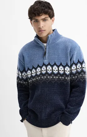 Point Zero Mens Placed jacquard chenille-knit sweater