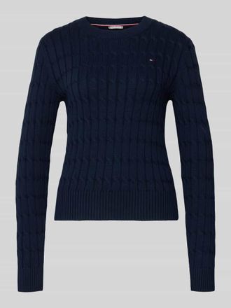 Tommy Hilfiger Slim Fit Strickpullover aus reiner Baumwolle in Marine, Gr&ouml;&szlig;e XXL