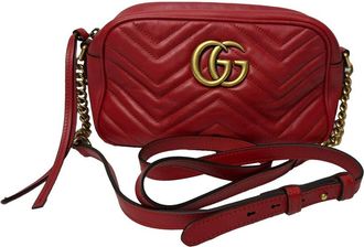Gucci Red Quilted Leather Marmont Small Camera Bag