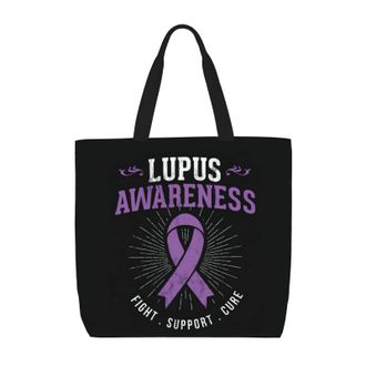 Generic Canvas Tote Bag Lupus Awareness Handbag Girls Casual Beach Travel Bags, For School, Work, Wedding, Swim, Gym