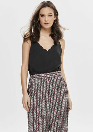 Only Spaghettitop ONLY ONLDEBBIE - Singlet mit geschwungener Ausschnittkante, Damen, Gr. 36S, schwarz, Satin, Obermaterial: 100% Polyester, unifarben, norm