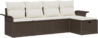 vidaXL Garden Sofa Set 5 pcs Brown and cream 251 x 117 x 85 cm Vidaxl
