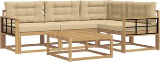 vidaXL Conjunto De Sof&aacute;s De Exterior 5 Uds. Y Beige Poli&eacute;ster Vidaxl