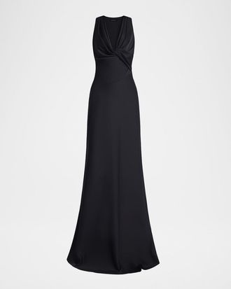 Bcbgmaxazria Twisted Cowl-Neck Halter Gown