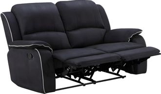 Vente-Unique Sof&aacute; 2 plazas relax de microfibra HERNANI - Negro