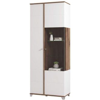 Dmora Vetrina Arentino, Mobile Espositore 8 Ripiani, Apertura Battente, 2 Ante, 78.5x40x200.5h cm Bianco