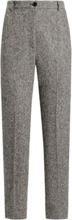 Dolce & Gabbana Grijze Tweed Hoge Taille Broek - Dames - Slim Fit Broeken - Grijs - 2XL - Tweed - Broeken