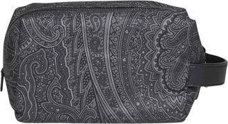 Etro Arnica S Pouch - Heren - Toilettassen - Grijs - ONE Size - Leer - Tassen