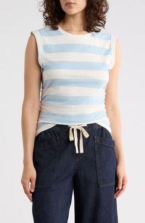 Sanctuary Ruched Side Muscle Tank in Cloud Blue/Strip at Nordstrom Rack, Size X-Small
