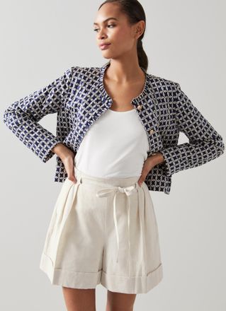 L.k. Bennett Womens Nia Shorts, Ecru - Beige Flax - Size 12 UK