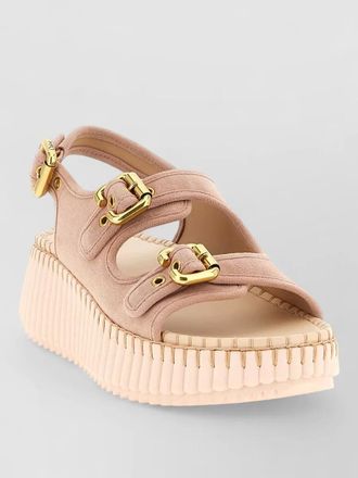 Chlo&eacute; platform sandals open toe slingback strap