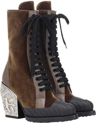Chlo&eacute; Rylee Embellished Heel Velvet Ankle Boots Size 38