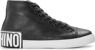 Moschino Schoenen, Heren, Zwart, 42 EU, Leer, Vulc 25 Logo Mid-Top Sneakers