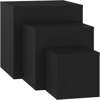 vidaXL Side Tables 3 pcs Black Engineered Wood Vidaxl