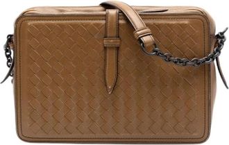 Bottega Veneta Pre-owned Geweven Crossbody Tas - Dames - Vintage Schoudertas - Bruin - ONE Size - Leer - Vintage