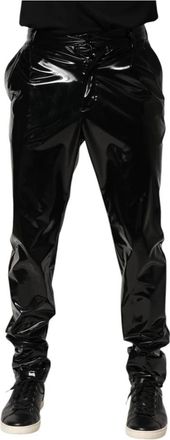 Dolce & Gabbana Prachtige Broeken - Heren - Slim Fit Broeken - Zwart - M - Leer - Broeken