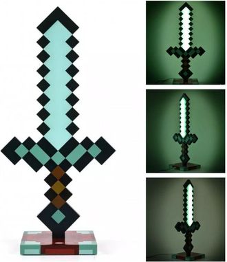 OEM L&aacute;mpara De Noche Led Con Forma De Espada De Minecraft, 35 Cm, Puerto Usb, Dise&ntilde;o Seguro Para Ni&ntilde;os: L&aacute;mpara De Mesita De Noche Decorativa Y Divertida