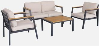 Sweeek Conjunto De Muebles De Jard&iacute;n En Aluminio Y Polywood, 4 Plazas