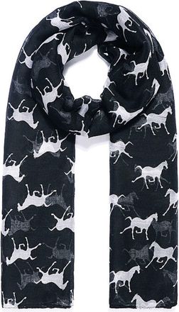 Generic Ladies Lightweight Printed Scarf (Horse Print - Black)