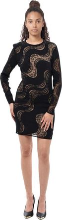 Stella McCartney Black Abstract Round Neck Mini Dress