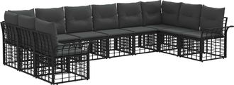 vidaXL Conjunto De Sof&aacute;s De Exterior 10 Uds. Negro Y Gris Oscuro Vidaxl