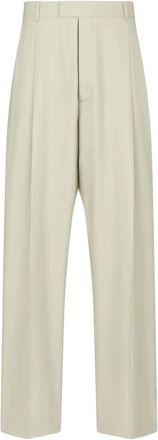 Dior Broeken, Heren, Beige, S, Katoen, Broek met wijde pijpen en plooien