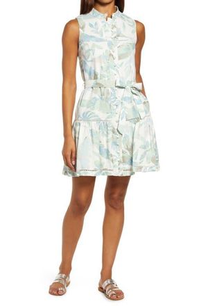 BTFL-life Leaf Print Minidress in Sage at Nordstrom, Size Small