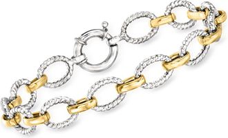 Ross-Simons Two-Tone Sterling Silver Oval-Link Bracelet