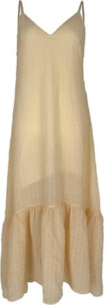 Maje V-Neck Sleeveless Maxi Dress in Light Yellow Polyester