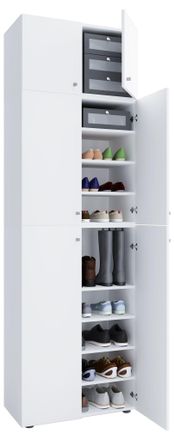 ebuy24 Gabinete De Zapato De Madera Vcm Dimensiones: Al. 240 X An. 70 X P. 39 Cm Gabinete Todo Uso 9 Compartimentos 4 Puertas Rotativas 2 Puertas Accesorio C